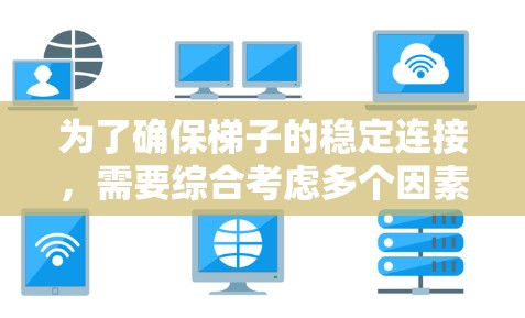为了确保梯子的稳定连接，需要综合考虑多个因素，包括倾斜角度、支撑点的位置、梯子的长度、支撑物的强度、摩擦力以及材料的稳固性。以下是确保梯子稳定连接的详细步骤