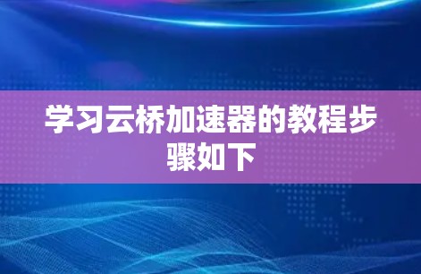 学习云桥加速器的教程步骤如下